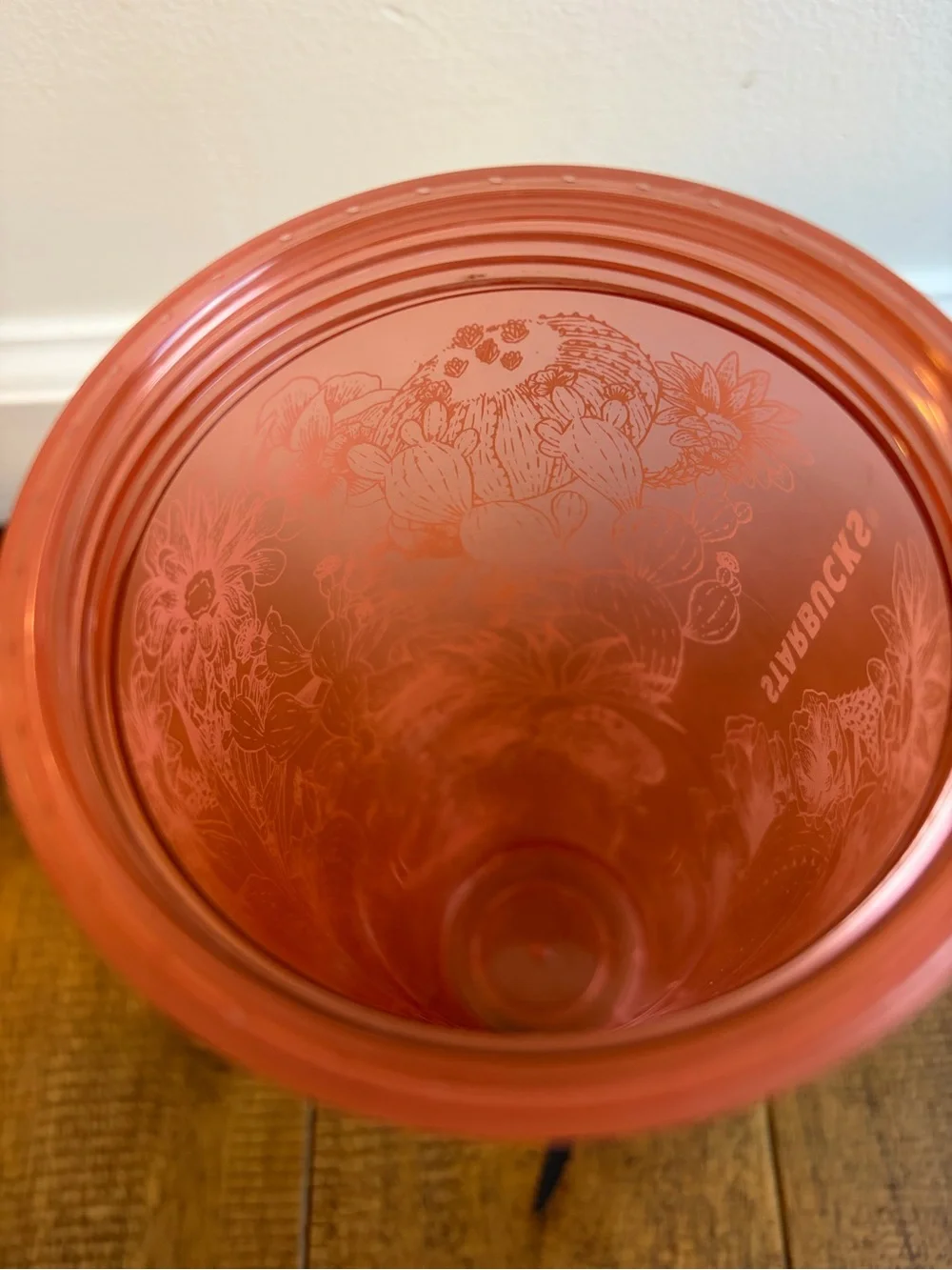 Starbucks 2018 Coral Pink Cactus Floral 24oz Venti Cold Tumbler Matte With Straw